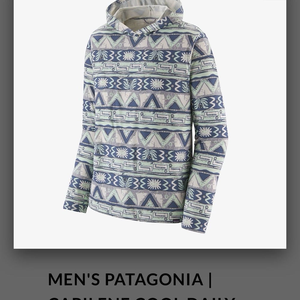 ISO!! Patagonia Hooded Pullover in Mint, Navy & Cream Aztec Pattern XL